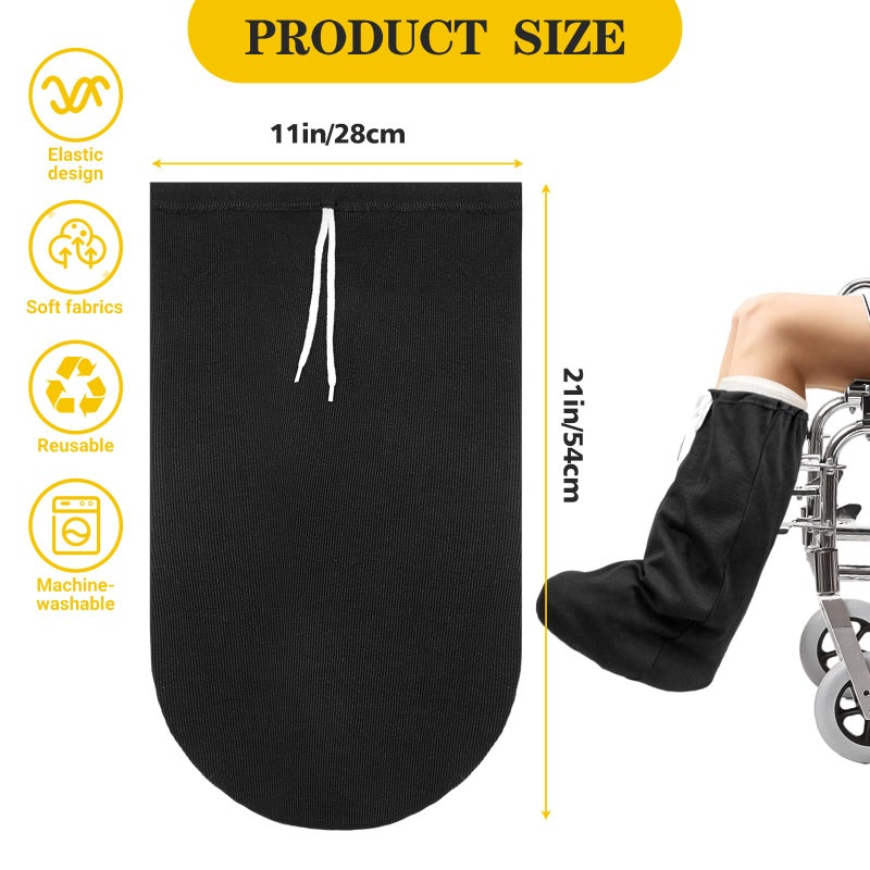 Max Shape غطاء ساق قابل للغسل من ماكس شيب، جورب ركبة قابل للتعديل للرجال والنساء، غطاء قدم قصير متوسط ​​(أسود + أسود) - Image 2